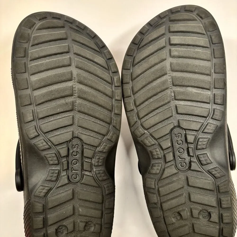 Crocs Dual Comfort Men’s 8/Women’s 10 Black Fur Lined Slip On Clog Shoes Sandals
